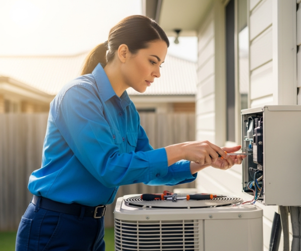 An HVAC professional at work