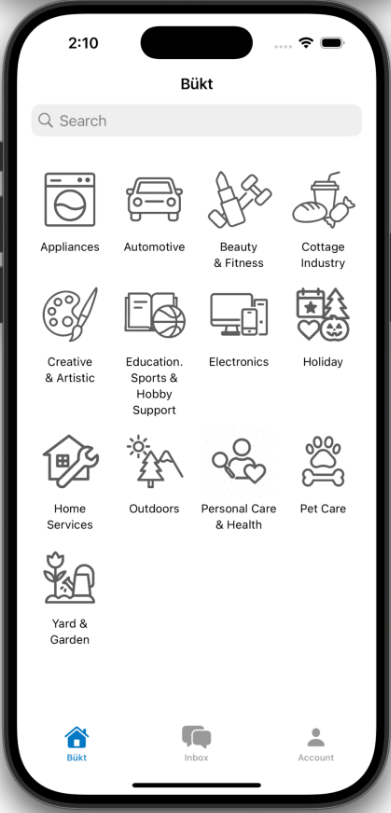 Browsing local service listings in the SideHustle app